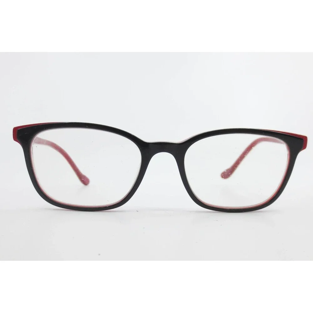 Hot Kiss HK89 BLK Eyeglasses Black Red Striped Floral Square Frames 49-17-135